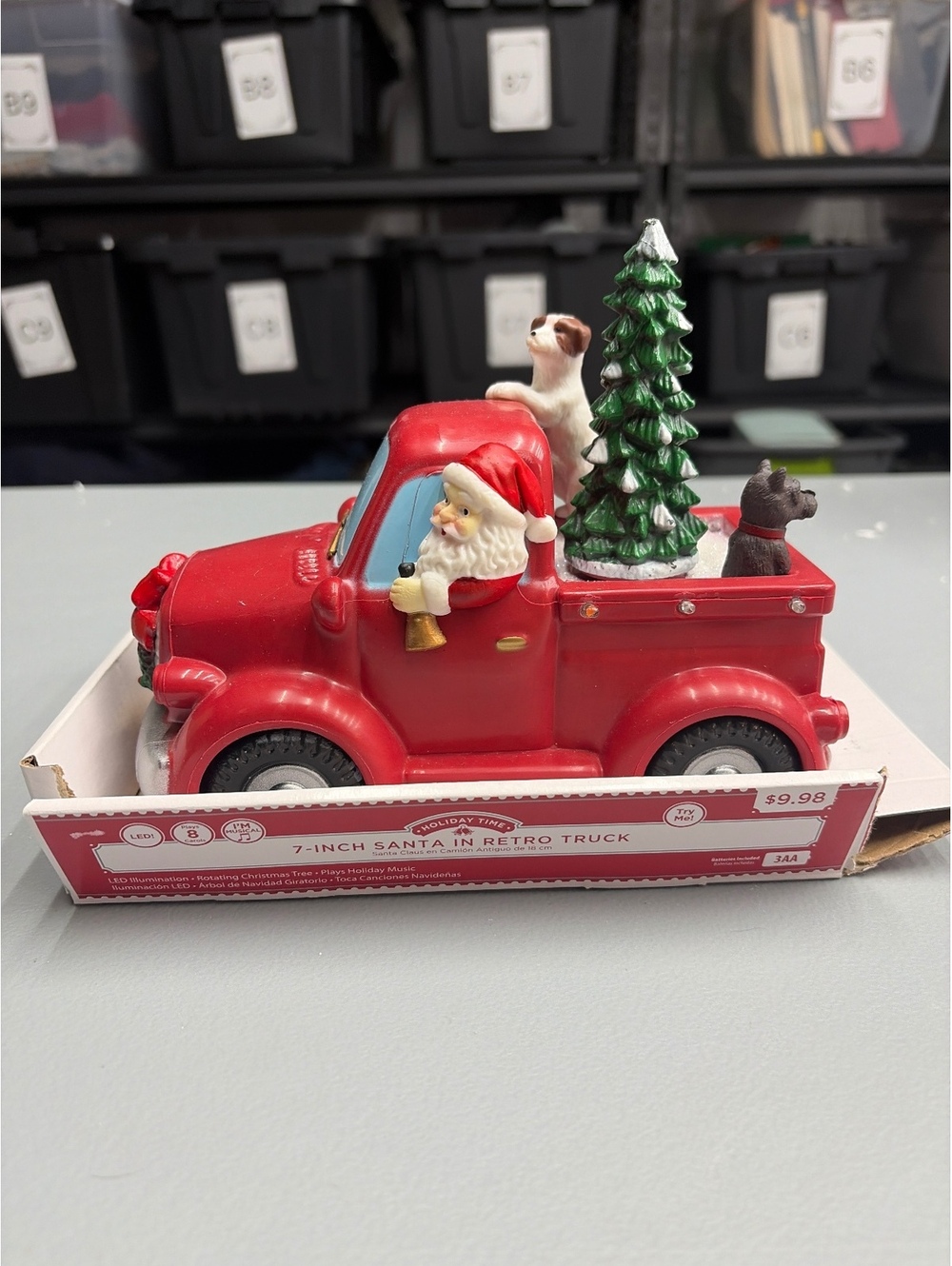 Santa Red Truck Spinning Tree Christmas Decoration musis